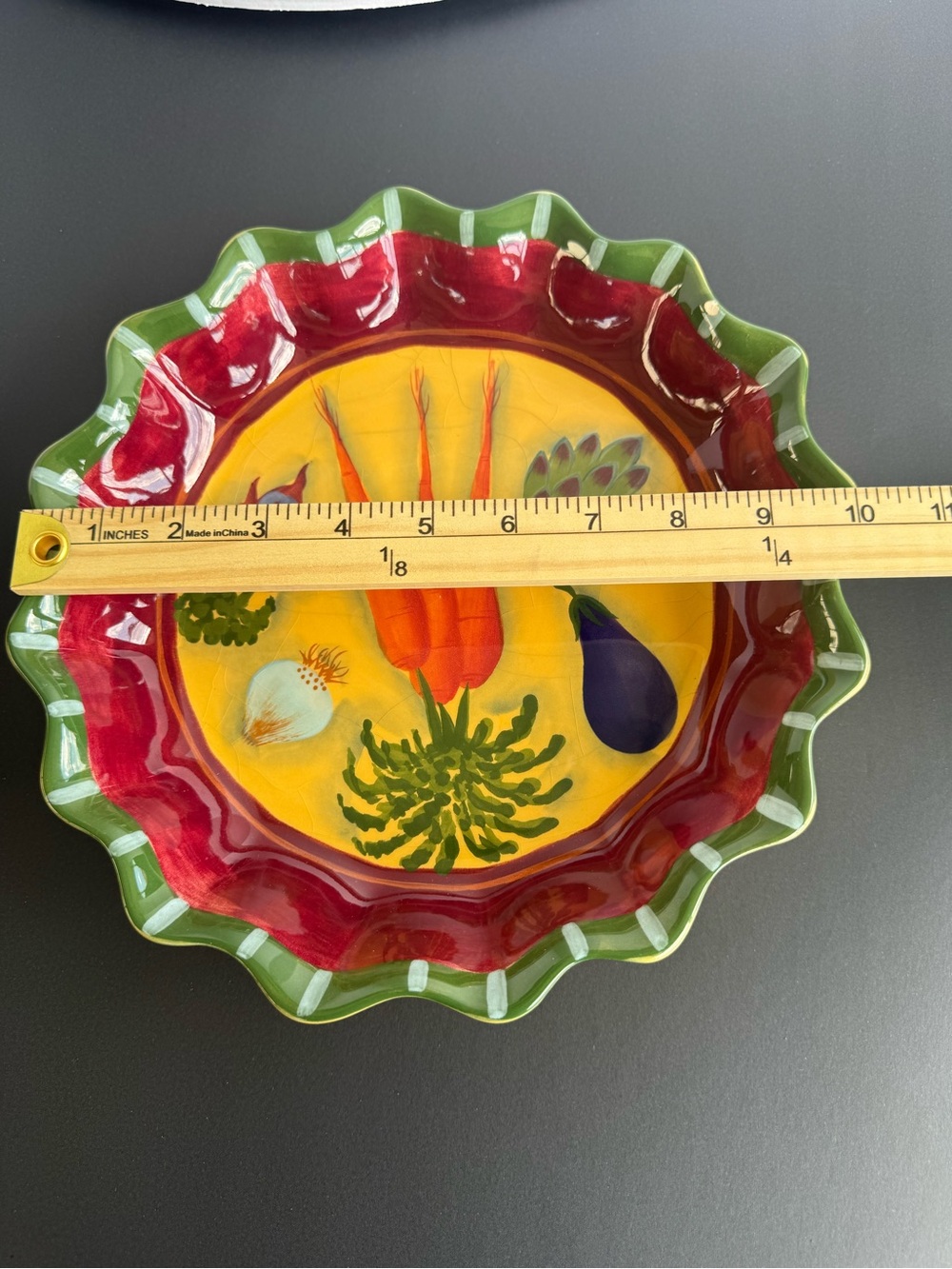 Yellow and Red Floral Ceramic Serving Bowl - Picture 8 of 8
